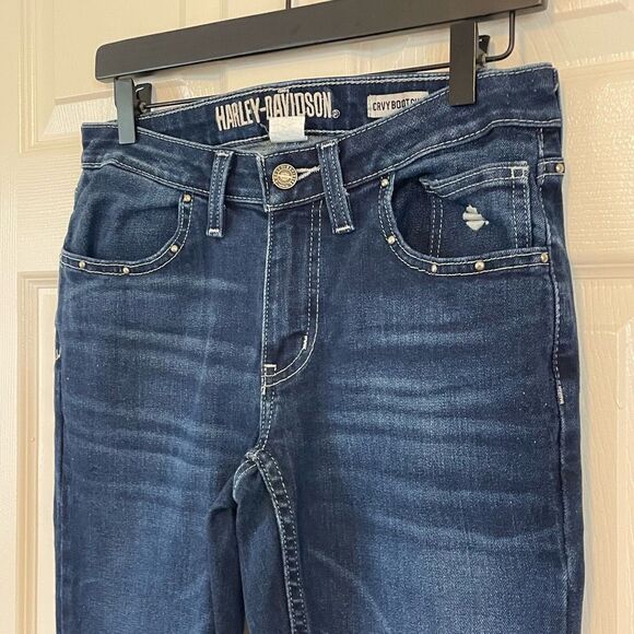 Harley-Davidson Curvy Boot Cut Embellished Jeans Size 28 - Picture 7 of 12